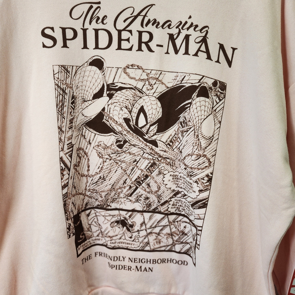 “Marvel Spider-Man Pink Crewneck Sweatshirt NWT | Y2K Streetwear Graphic Pullove